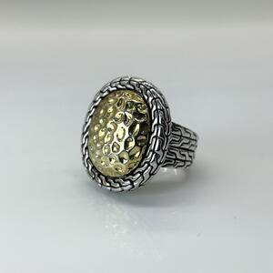 Palu Style 925 Sterling Silver Mixed Metal Geometric Statement Ring Size 7